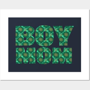 Boy Mom Green Floral Typography Posters and Art